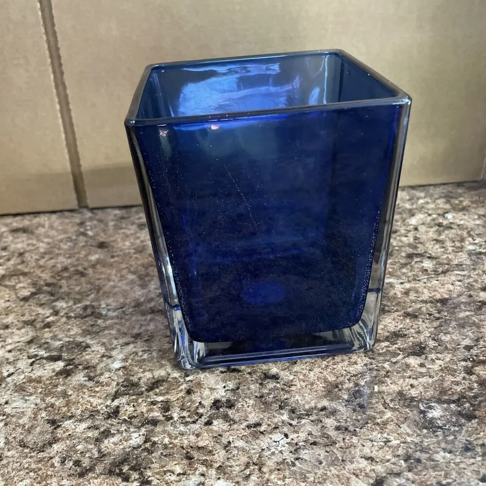Teleflora Gift Cobalt Blue Art Glass Square Vase Cube